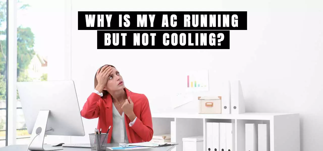 Woman Sweating at the Office Because the AC is not Cooling