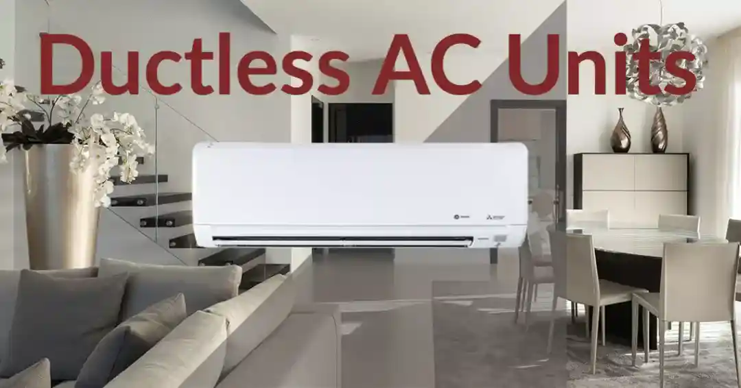 Ductless Mini Split AC with a Living Room in the Background