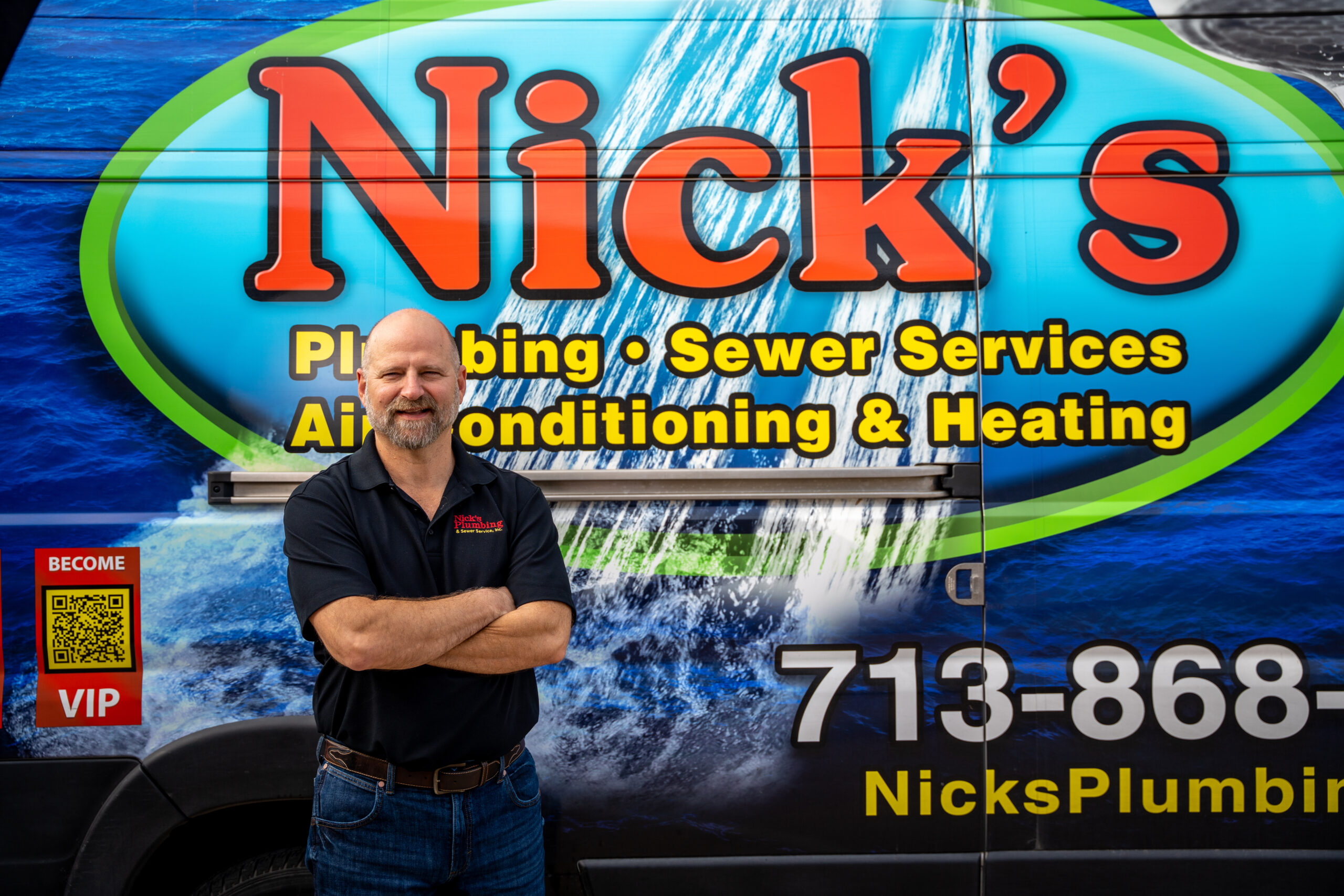 Richard Saad Standing in Front of Nick’s Plumbing & Air Conditioning Truck