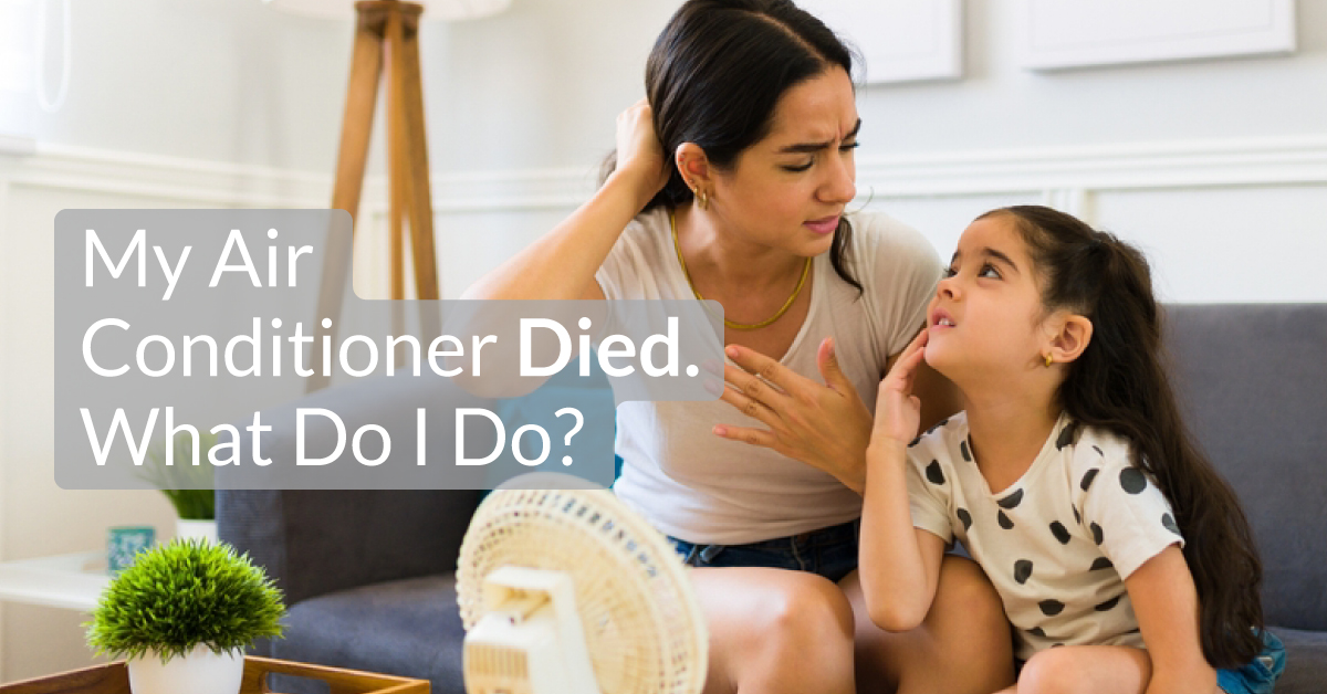 Young Woman and Little Kid Sweating In Front of an Electric Fan at Home