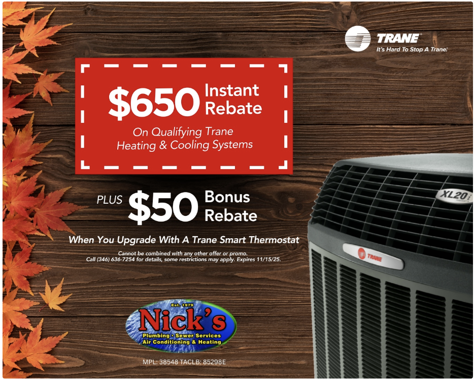 $650 in instant rebates on qualifying Trane heating & cooling systems