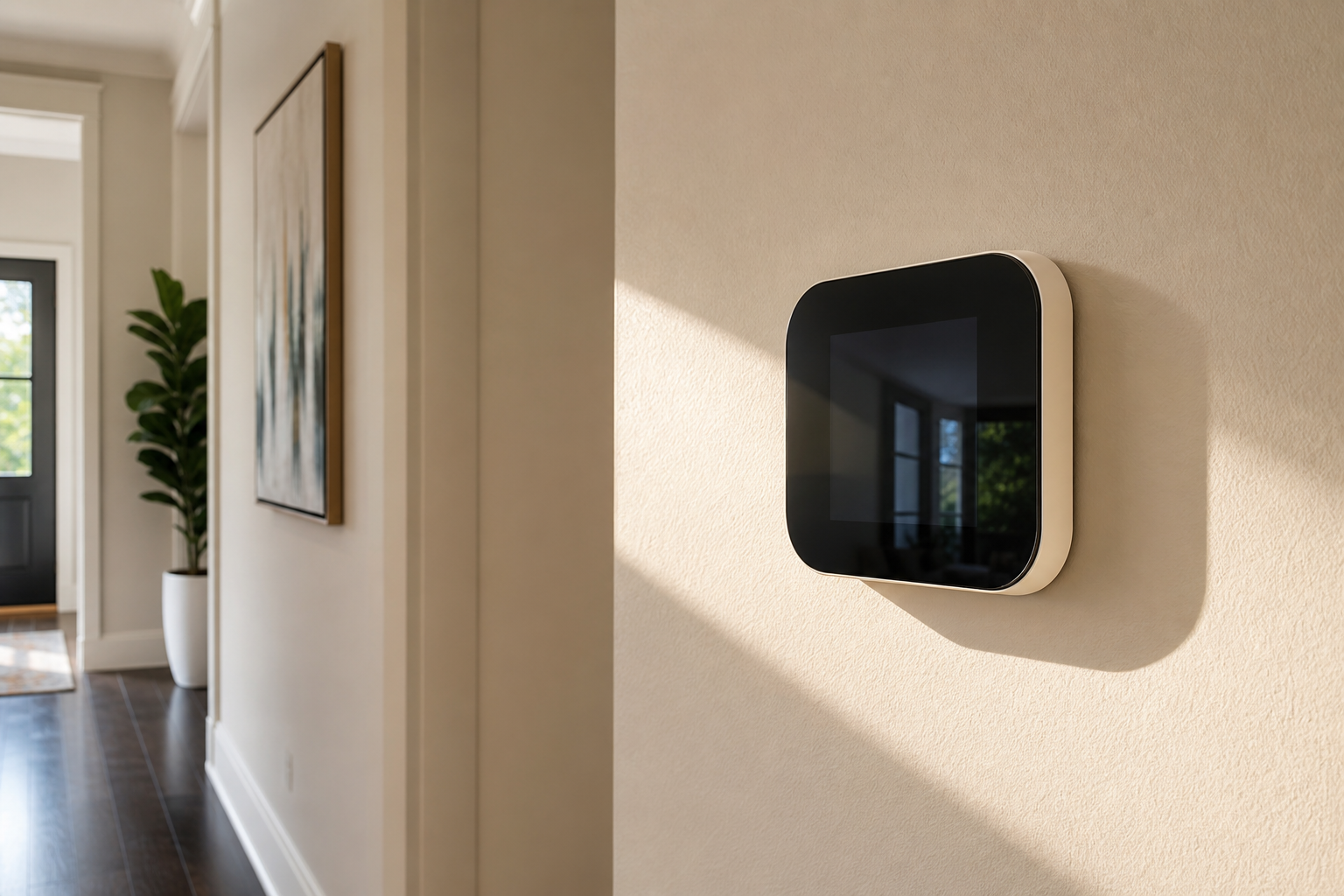 Wall thermostat hit by afternoon sunlight, which can cause inaccurate readings and longer AC runtimes